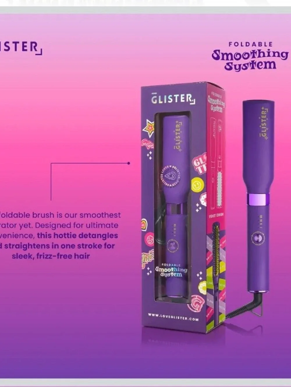 Black Foldable Hair Smoothing Brush for Women